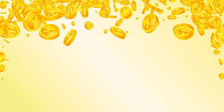 Chinese yuan coins falling. Impressive scattered CNY coins. China money. Rare jackpot, wealth or success concept. Vector illustration.のイラスト素材