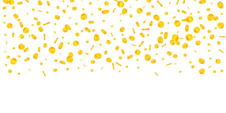 Chinese yuan coins falling. Likable scattered CNY coins. China money. Cool jackpot, wealth or success concept. Vector illustration.のイラスト素材