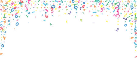Falling colorful messy numbers. Math study concept with flying digits. Fascinating back to school...