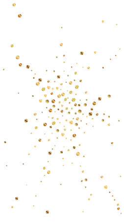 Festive exotic confetti. Celebration stars. Sparse gold confetti on white background. Fresh festive overlay template. Vertical vector background.のイラスト素材
