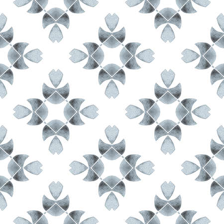 Watercolor medallion seamless border. Black and white great boho chic summer design. Textile ready...