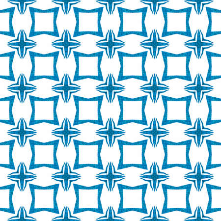 Ethnic hand painted pattern. Blue positive boho chic summer design. Textile ready majestic print,...