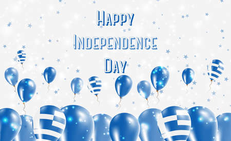 Greece Independence Day Patriotic Design. Balloons in Greek National Colors. Happy Independence Day Vector Greeting Card.のイラスト素材