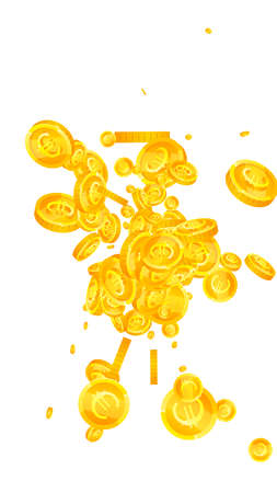 European Union Euro coins falling. Mind-blowing scattered EUR coins. Europe money. Captivating jackpot, wealth or success concept. Vector illustration.のイラスト素材