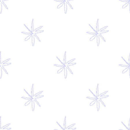 Hand Drawn Snowflakes Christmas Seamless Pattern. Subtle Flying Snow Flakes on chalk snowflakes Background. Alive chalk handdrawn snow overlay. Lovely holiday season decoration.の写真素材
