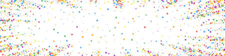 Festive fabulous confetti. Celebration stars. Joyous confetti on white background. Amazing festive overlay template. Panoramic vector background.のイラスト素材