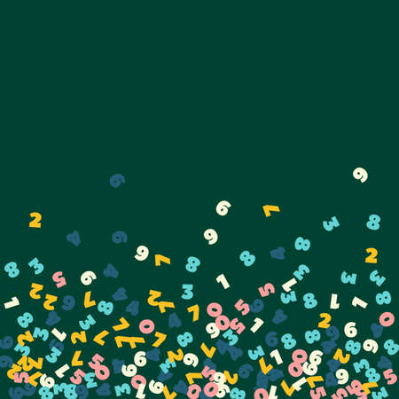 Falling pastel numbers. Math study concept with flying digits. Stylish back to school mathematics banner on blackboard background. Falling numbers vector illustration.のイラスト素材