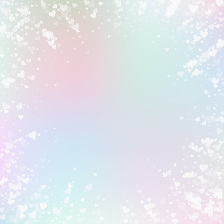 White heart love confettis. Valentine's day vignette ravishing background. Falling transparent hearts confetti on pinkish background. Dazzling vector illustration.のイラスト素材