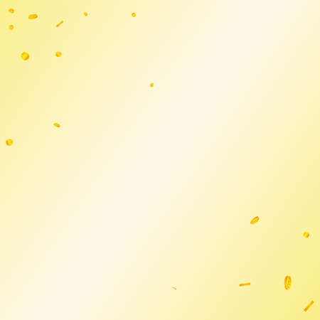 Korean won coins falling. Adorable scattered WON coins. Korea money. Energetic jackpot, wealth or success concept. Vector illustration.のイラスト素材