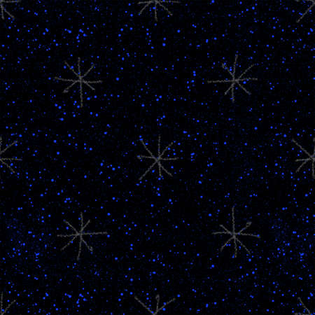 Hand Drawn Snowflakes Christmas Seamless Pattern. Subtle Flying Snow Flakes on chalk snowflakes...