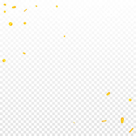 Russian ruble coins falling. Adorable scattered RUB coins. Russia money. Curious jackpot, wealth or success concept. Vector illustration.のイラスト素材