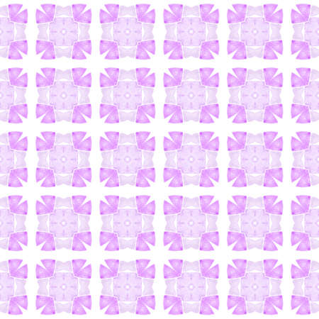 Mosaic seamless pattern. Purple appealing boho chic summer design. Hand drawn green mosaic seamless...