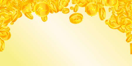 Indian rupee coins falling. Imaginative scattered INR coins. India money. Amazing jackpot, wealth or success concept. Vector illustration.のイラスト素材