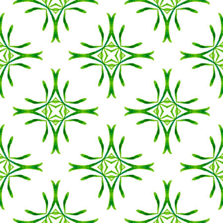 Textile ready worthy print, swimwear fabric, wallpaper, wrapping. Green pretty boho chic summer design. Hand drawn green mosaic seamless border. Mosaic seamless pattern.の写真素材