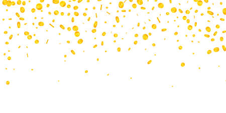 European Union Euro coins falling. Incredible scattered EUR coins. Europe money. Alluring jackpot, wealth or success concept. Vector illustration.のイラスト素材