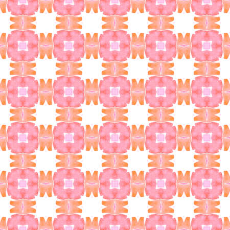 medallion seamless border. Orange cute boho chic summer design. Textile ready fetching print,...