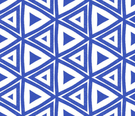 Chevron stripes design. Indigo symmetrical kaleidoscope background. Textile ready overwhelming...