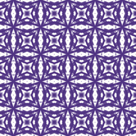 Medallion seamless pattern. Purple symmetrical kaleidoscope background. Watercolor medallion seamless tile. Textile ready trending print, swimwear fabric, wallpaper, wrapping.の写真素材
