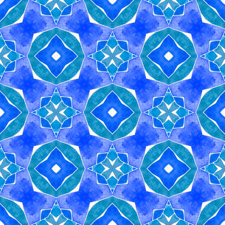 Tropical seamless pattern. Blue uncommon boho chic summer design. Hand drawn tropical seamless...