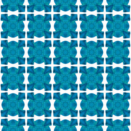 Green geometric chevron watercolor border. Blue great boho chic summer design. Textile ready...
