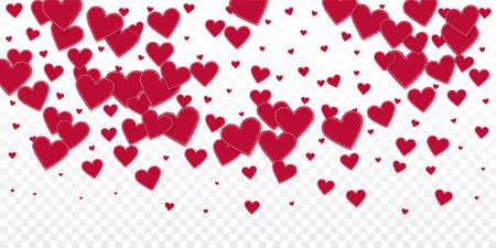 Red heart love confetti. Valentine's day gradient juicy background. Falling stitched paper hearts...