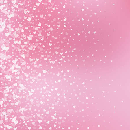 White heart love confettis. Valentine's day gradient wonderful background. Falling transparent hearts confetti on gradient background. Excellent vector illustration.のイラスト素材