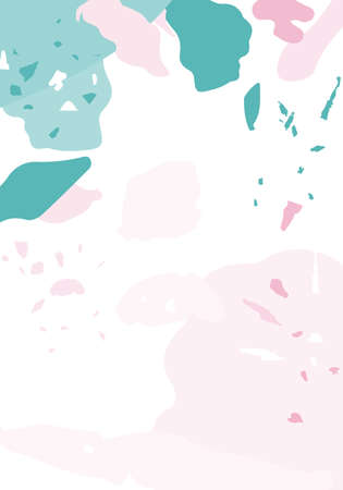 Terrazzo modern abstract template. Pink and blue texture of classic italian flooring. Background made of stones, granite, quartz, marble, concrete. Venetian terrazzo trendy vector backdropのイラスト素材