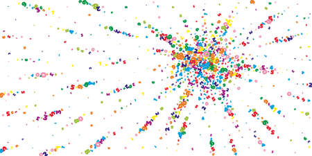 Falling vivid numbers. Math study concept with flying digits. Splendid back to school mathematics banner on white background. Falling numbers vector illustration.のイラスト素材