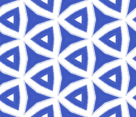 Mosaic seamless pattern. Indigo symmetrical kaleidoscope background. Textile ready sightly print,...