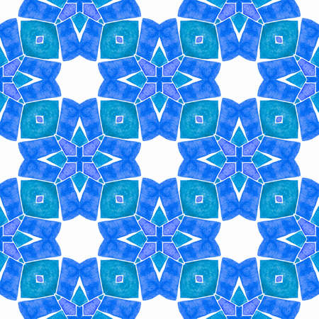 Tropical seamless pattern. Blue wonderful boho chic summer design. Hand drawn tropical seamless...