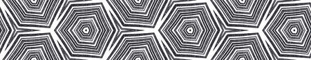 Mosaic seamless border. Black symmetrical kaleidoscope background. Retro mosaic seamless design....