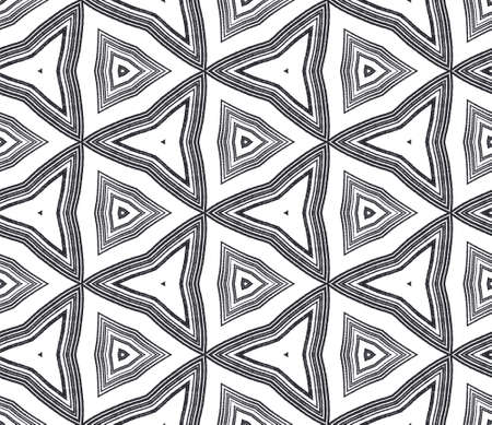 Medallion seamless pattern. Black symmetrical kaleidoscope background. Watercolor medallion seamless...