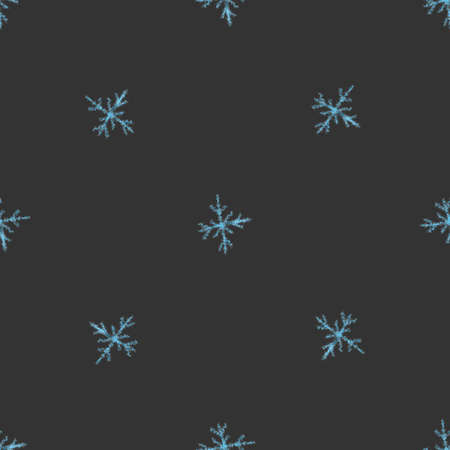 Hand Drawn Snowflakes Christmas Seamless Pattern. Subtle Flying Snow Flakes on chalk snowflakes...