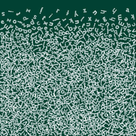 Falling letters of English language. Childish chalk flying words of Latin alphabet. Foreign...