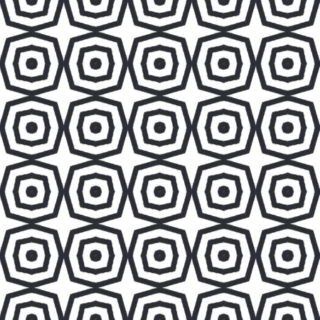 Exotic seamless pattern. Black symmetrical kaleidoscope background. Summer swimwear exotic seamless...