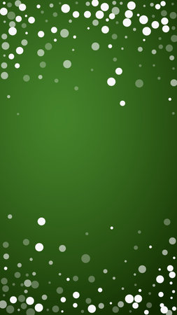 Snowfall overlay christmas background. Subtle flying snow flakes and stars on christmas green background. Festive snowfall overlay. Vertical vector illustration.のイラスト素材