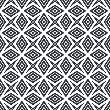 Exotic seamless pattern. Black symmetrical kaleidoscope background. Summer swimwear exotic seamless design. Textile ready unequaled print, swimwear fabric, wallpaper, wrapping.の写真素材