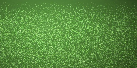 Beautiful snowfall christmas background. Subtle flying snow flakes and stars on christmas green background. Beautiful snowfall overlay template. Wide vector illustration.のイラスト素材