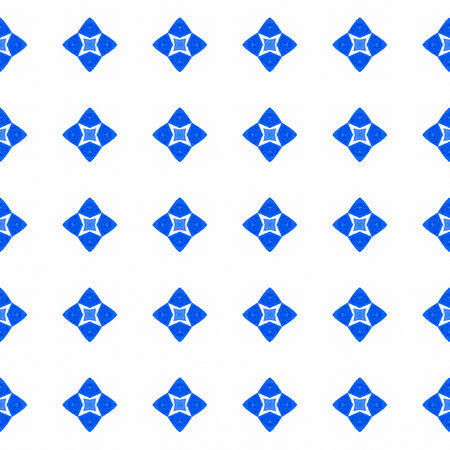 Watercolor medallion seamless border. Blue impressive boho chic summer design. Medallion seamless pattern. Textile ready fetching print, swimwear fabric, wallpaper, wrapping.の写真素材