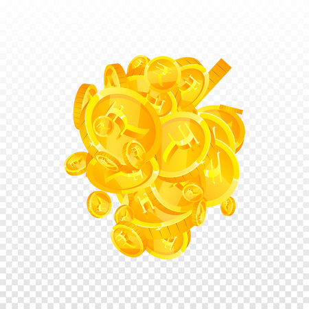 Indian rupee coins falling. Scattered gold INR coins. India money. Global financial crisis concept. Square vector illustration.のイラスト素材