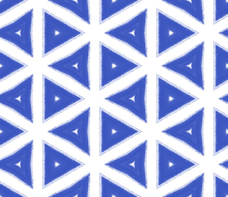 Tiled watercolor pattern. Indigo symmetrical kaleidoscope background. Hand painted tiled watercolor...
