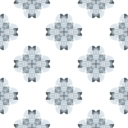 Textile ready extra print, swimwear fabric, wallpaper, wrapping. Black and white interesting boho chic summer design. Green geometric chevron watercolor border. Chevron watercolor pattern.の写真素材