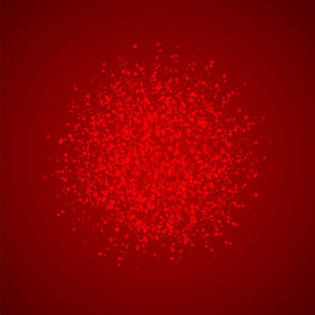 Beautiful snowfall christmas background. Subtle flying snow flakes and stars on christmas red background. Beautiful snowfall overlay template. Square vector illustration.のイラスト素材