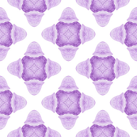 Textile ready lovely print, swimwear fabric, wallpaper, wrapping. Purple magnetic boho chic summer design. Watercolor medallion seamless border. Medallion seamless pattern.の写真素材