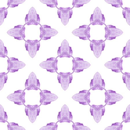 Textile ready gorgeous print, swimwear fabric, wallpaper, wrapping. Purple extraordinary boho chic summer design. Green geometric chevron watercolor border. Chevron watercolor pattern.の写真素材