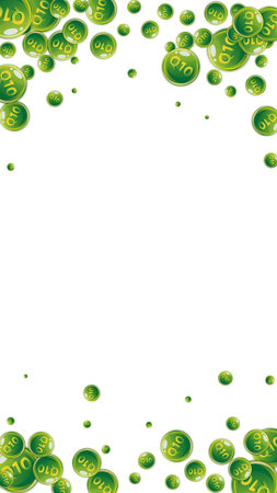 Vitamin Q10 round capsules scattered randomly. Beauty treatment and nutrition skin care. Essential vitamins vector illustration. Healthy life concept.のイラスト素材