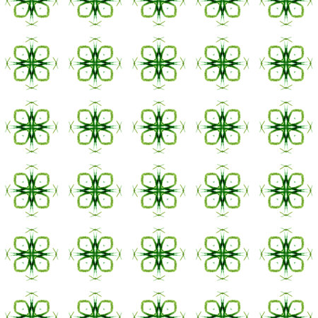 Textile ready imaginative print, swimwear fabric, wallpaper, wrapping. Green comely boho chic summer design. Watercolor medallion seamless border. Medallion seamless pattern.の写真素材