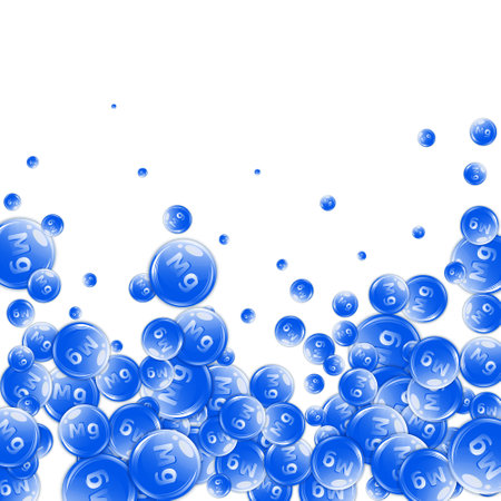 Magnesium round capsules scattered randomly. Beauty treatment and nutrition skin care. Healthy life concept. Medical and scientific background.のイラスト素材