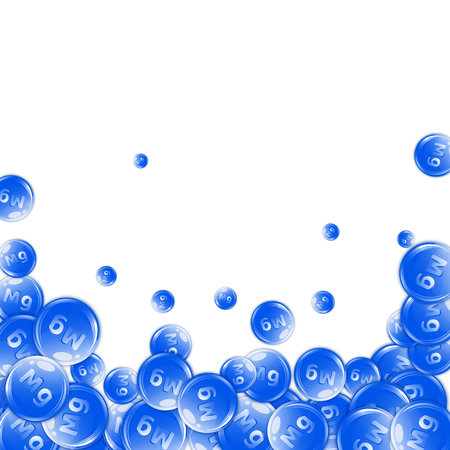 Magnesium round capsules scattered randomly. Beauty treatment and nutrition skin care. Medical and scientific background. Healthy life concept.のイラスト素材
