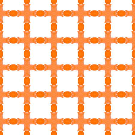 Textile ready adorable print, swimwear fabric, wallpaper, wrapping. Orange wonderful boho chic summer design. Mosaic seamless pattern. Hand drawn green mosaic seamless border.の写真素材